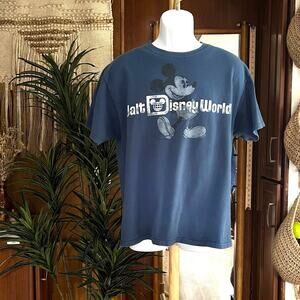 Walt Disney World Mickey T-Shirt L | Vintage Style Blue Graphic Tee Disney WDW
